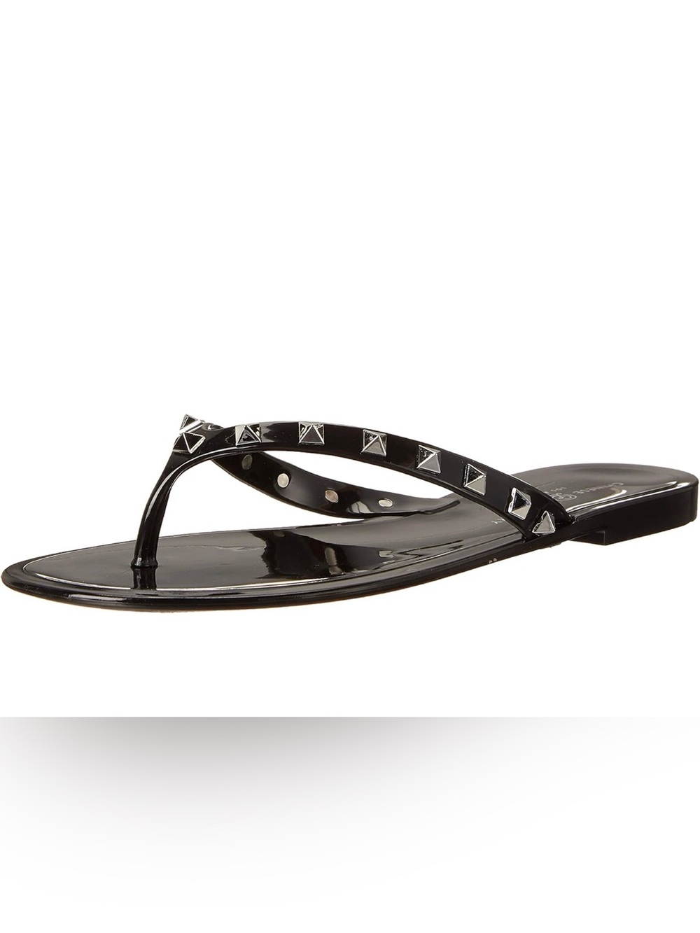 Chinese Laundry Black Jelly Flip Flops with Silver Studs